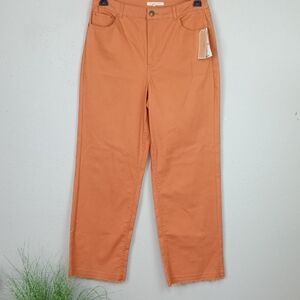 Copper Key Girls Orange Straight Wide Leg High Waist Denim Pants sz 11
